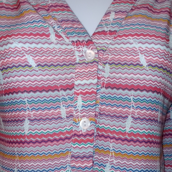 Kaktus Hi-Low Blouse Size Large Multi Color Stripes Soft 100% Rayon - Picture 9 of 14